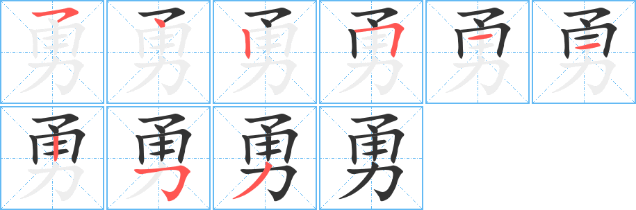 勇的筆順筆畫