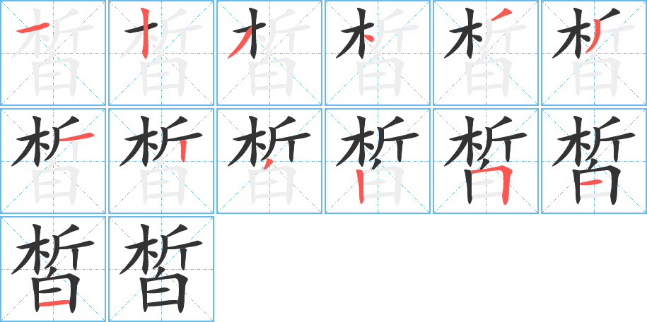 皙的筆順筆畫