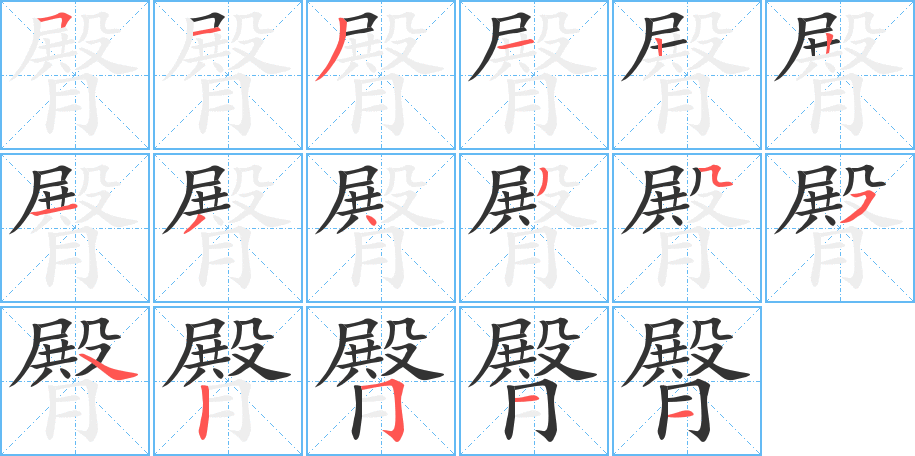 臀的筆順筆畫(huà)