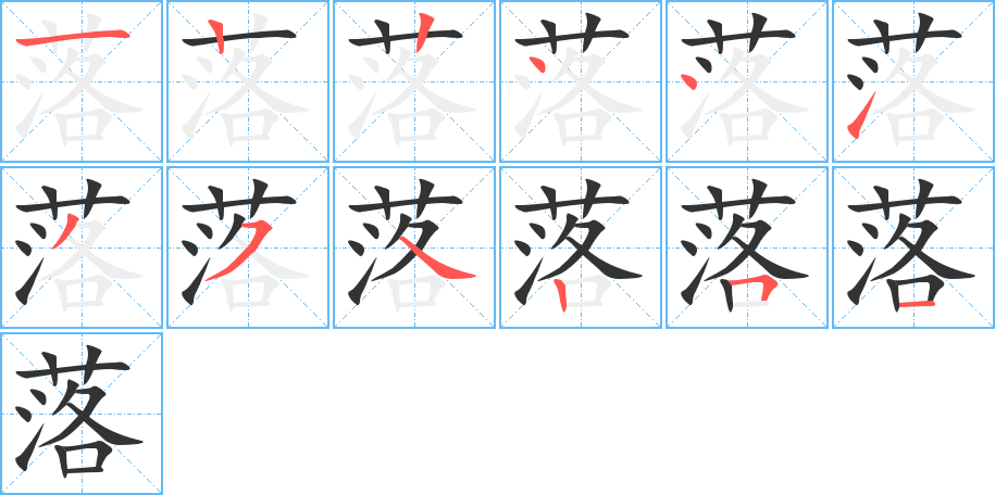 落的筆順筆畫